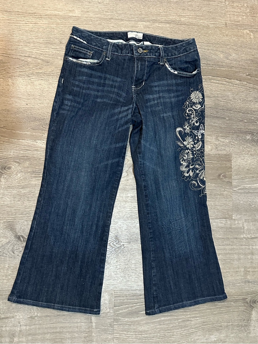 Vintage Venezia Women’s Embroidered Bootcut Jeans Dark Wash Size 14 Y2K